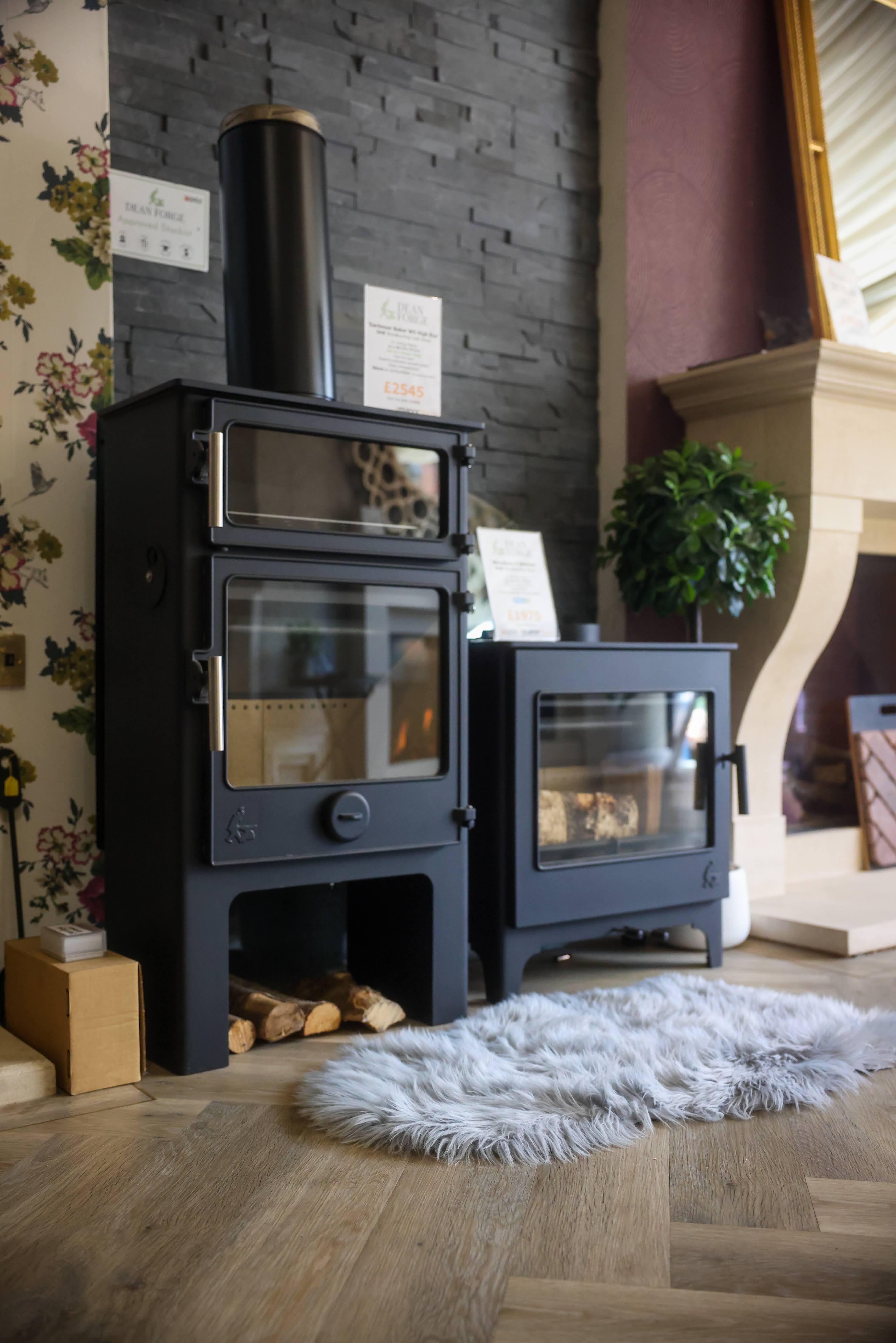 Wood burning stove display in our Kenilworth showroom